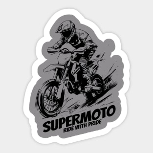 tshirt supermoto design with lettering ride with pride Sticker